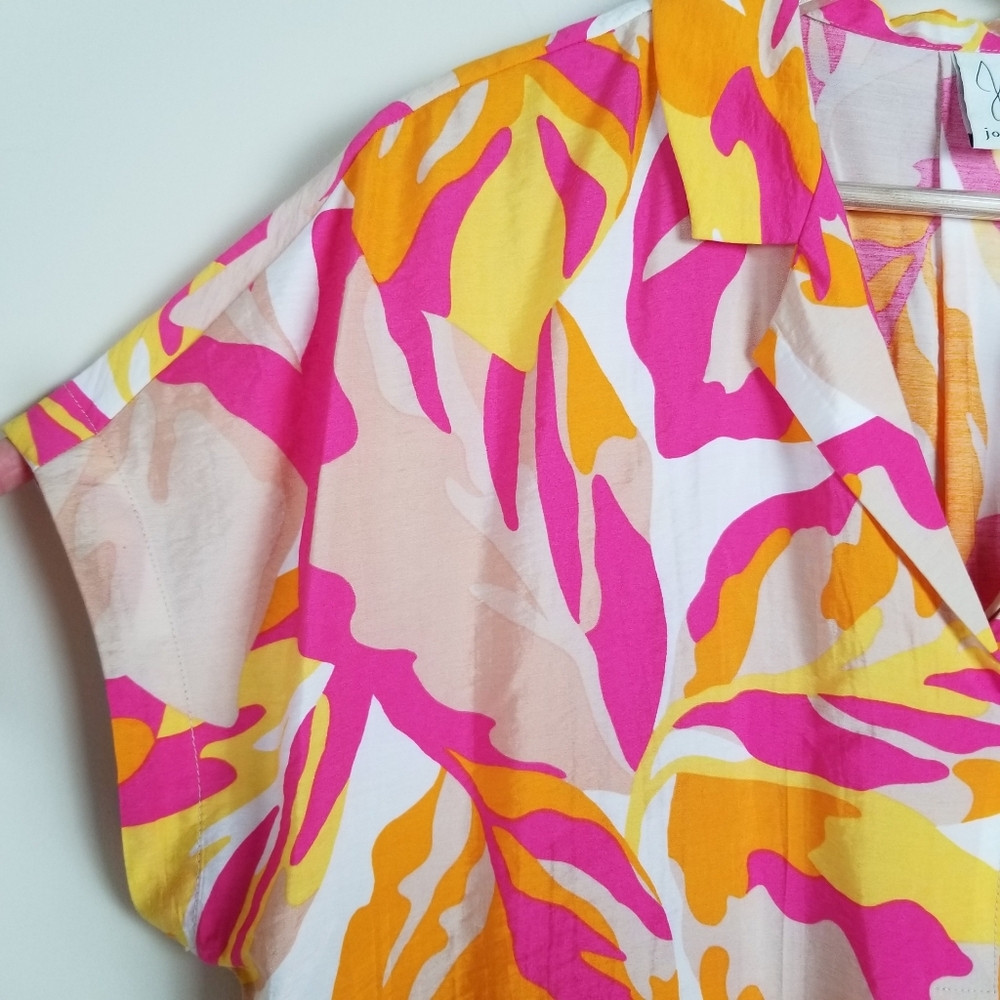 Joie Bright Floral Cap Sleeve Pleated Top Size Large NWOT - Picture 2 of 5